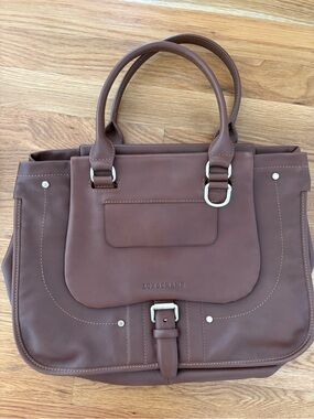 EUC Longchamp Brown Leather Satchel with Top Handles
